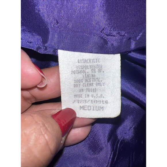 Vintage JR Bentley Blue Purple Plaide Blazer Wool Blend Size Medium one button - Picture 9 of 9